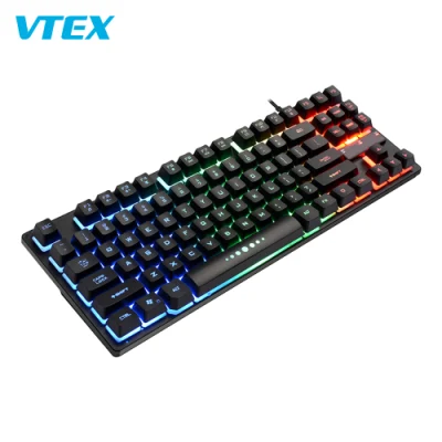 87 Touches Membrane Multimédia Ergonomique Filaire Étanche LED RVB Gamer Clavier De Jeu D'ordinateur